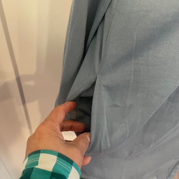 White Mark women's dress Large blue collared button down roll up long sleeves - Picture 10 of 11